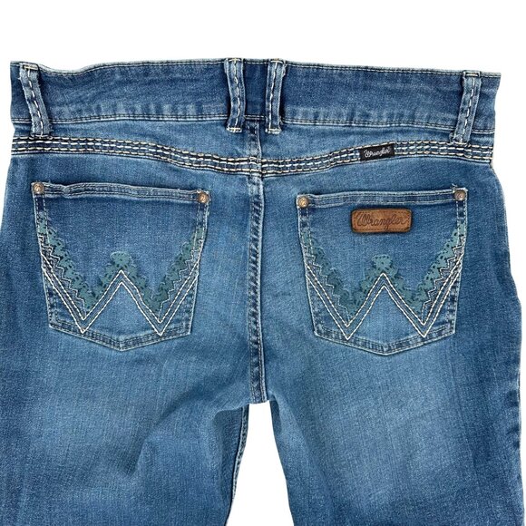 Wrangler Womens Blue Denim Embroidered Pocket Western Boot Cut Jeans 13x34 - Picture 4 of 11